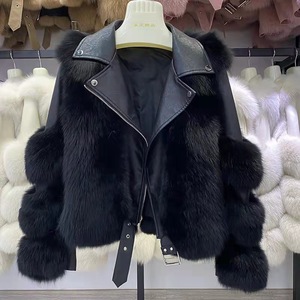 New Arrival Full Pelt Genuine Sheepskin <strong>Leather</strong> Fur <strong>Jacket</strong> <strong>Real</strong> Fox Fur Coat <strong>for</strong> <strong>Women</strong> - Product Image 6