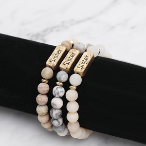 New Arrival High Quality Fashion Jewelry Elastic Wholesale <strong>Bracelets</strong> 8mm Natural Stone Beaded Custom Stretch <strong>Sister</strong> <strong>Bracelet</strong> - Product Image 2