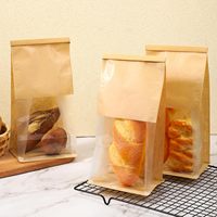 Emballage alimentaire personnalisé avec logo imprimé en offset, jetable, écologique, recyclé, huilé, avec fenêtre transparente pour pain grillé, bord roulé, qualité alimentaire, recyclable