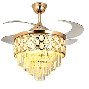 Crystal Ceiling Fan Light Fixture Fandelier <b>LED</b> Remote 6-Speed Reversible DC Motor 48inch Blade 30-34dB Quiet Living - Product Image 1