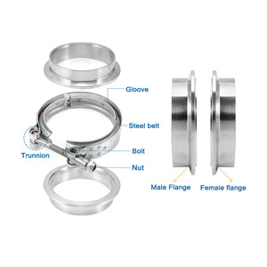 Clip de serrage de tuyau à gorge forte en acier inoxydable boulon pour kit de serrage de bande en <span class=keywords><strong>v</strong></span> d'échappement de tuyau - Product Image 1