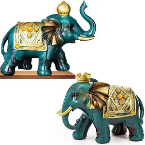 手作りの王冠象の像の部屋の装飾ラッキー高級風水象のギフト象の装飾家の装飾愛の樹脂ヨーロッパ