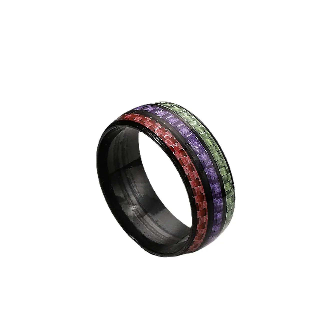 2401 zhongqi new fashion simple carbon fiber three wire titanium steel ring men's stainless jewelry manufacturers direct supply