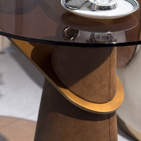 Table d'appoint moderne italienne en verre fumé, conique, en suède, spirale, en acier inoxydable, pour la maison