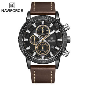 NAVIFORCE-reloj de cuarzo NF8003 para niño, cronógrafo deportivo de negocios con correa de cuero genuino, resistente al agua - Product Image 5
