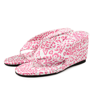 Sandales à talon compensé haut pour femme, grande taille 45, à entre-doigts, pour soirée, coupe large, imprimé léopard, style mules - Product Image 3