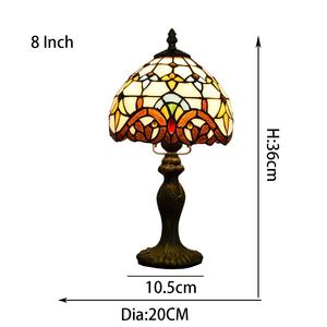 Lampu meja Tiffany antik gaya seni lampu meja teratai logam dasar kaca berwarna kap lampu ramah lingkungan fleksibel daya AC - Product Image 4