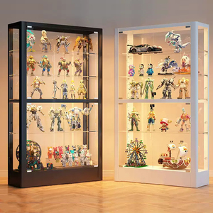 Kim loại Khung kính vitrine hiển thị Showcase tùy chỉnh có thể khóa chống bụi góc hình xe mô hình Showcase thiết kế với ánh sáng LED - Product Image 2