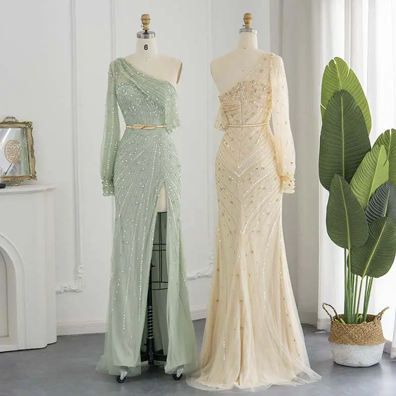 LSCZ49-2 вечернее платье с бусинами, элегантная одежда с одним рукавом, пикантные женские платья по лучшей цене