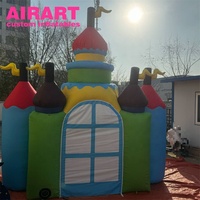Entrada Mágica para Eventos Infantiles, Arco de Castillo Inflable Personalizado con Diseño de Arcoíris, Túnel Inflable de Castillo