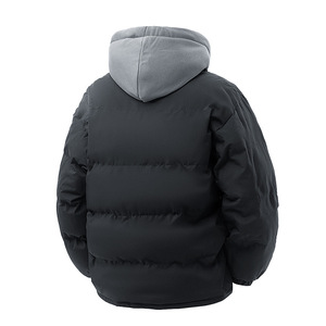 Logo personnalisé faux-deux pièces matelassé manteau d'hiver lâche épais chaud polaire rembourré à capuche pour adolescent enfants unisexe - Product Image 3