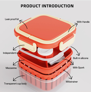 Bencircle B279 Vaso Cuadrado para Ensalada de 1350 ml con Doble Filtración de Agua, Plástico PP Resistente - Product Image 2