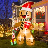Christmas Ourwarm Outdoor Inflatable 8FT Navidad Gingerbread Man Blow Up Lighting Tall Inflat Christmas Yard Decor