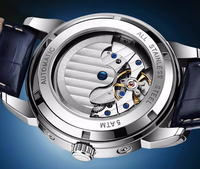 Montres mécaniques en acier pour hommes d'affaires, avec calendrier perpétuel en cristal et affichage 24 heures, conception d'usine et fabrication en série, pour marque privée