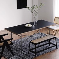 Bureau rectangulaire en acier inoxydable de style Bauhaus du milieu du siècle, table écologique pour studio, salle à manger, bureau, maison