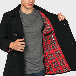 OEM lana <span class=keywords><strong>de</strong></span> invierno <span class=keywords><strong>de</strong></span> los hombres es doble-breasted forro a <span class=keywords><strong>cuadros</strong></span> <span class=keywords><strong>de</strong></span> tela <span class=keywords><strong>abrigo</strong></span> largo - Product Image 5