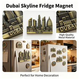 Imán para Refrigerador con Diseño Arquitectónico Detallado del Horizonte de Dubái, Recuerdo de Viaje - Product Image 4