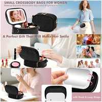 Trousse de maquillage MLG avec miroir LED, grande capacité, organiseur de cosmétiques de voyage avec séparateurs réglables, porte-pinceaux, bandoulière