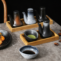 Bouteille distributrice de sauce soja en céramique de style japonais, bouteille de vinaigre, plat à condiments, plat à accompagnement, plat à sauce pour trempette