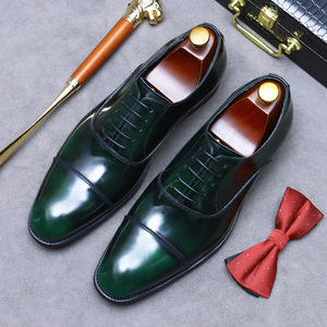 Chaussures Oxford de marié haut de gamme en cuir véritable, style britannique, formelles, à lacets, pour hommes, bout pointu, fabriquées à la main, antidérapantes - Product Image 2