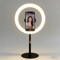 Support de disque pour anneau lumineux LED |   Lampe à selfie de 13 pouces pour le maquillage et le streaming |   Hauteur réglable, matériau ABS, 15W, température de couleur 3200K-9999K