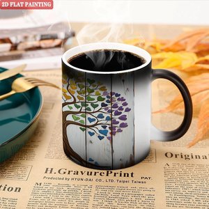 Modern Dining Room Tabletop Mug Frosted Black 11oz <b>Ceramic</b> Heat Sensitive Magic <b>Cup</b> - Product Image 5