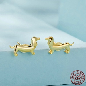Aretes de Animales Adorables para Niños, Chapados en Oro de 18K, Plata S925, Antialérgicos, con Diseño de Perro Dachshund - Product Image 5