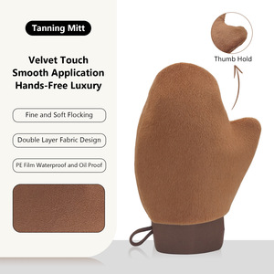 Meilleures ventes de produits de nettoyage : Gant de bronzage exfoliant avec trou pour le pouce, Gants de bronzage marron - Product Image 2