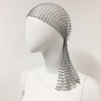 Foulard de tête en résille orné de strass pour femme, bandeau en maille scintillante avec cristaux, idéal pour les soirées et événements musicaux