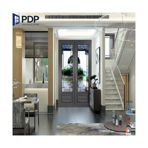Puerta <span class=keywords><strong>de</strong></span> Doble Hoja con Rejilla <span class=keywords><strong>de</strong></span> <span class=keywords><strong>Aluminio</strong></span> y Doble Vidrio, Estilo Chino Único, Diseño Antiguo, <span class=keywords><strong>Precio</strong></span> <span class=keywords><strong>de</strong></span> Fábrica PDP, para Supermercado - Product Image 2