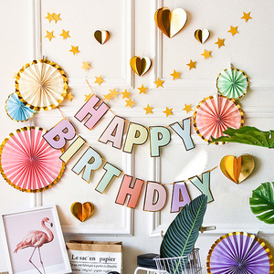 Decorazione del partito Macaron Hanging Bunting Carta di <span class=keywords><strong>Buon</strong></span> <span class=keywords><strong>Compleanno</strong></span> Ghirlanda di Carta - Product Image 6