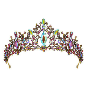 Vente en gros de couronnes nuptiales de mariage en strass diadèmes de fête en cristal en métal de luxe pour femmes accessoires de cheveux en <span class=keywords><strong>diamant</strong></span> coloré diadème - Product Image 5