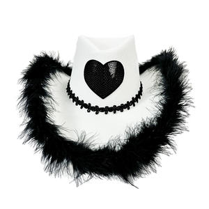 Nuevo Sombrero Vaquero del Oeste con Pelo Rosa para el Día de San Valentín, Sombrero Vaquero con Pelo Rosa en Forma de Corazón para Carnaval - Product Image 4