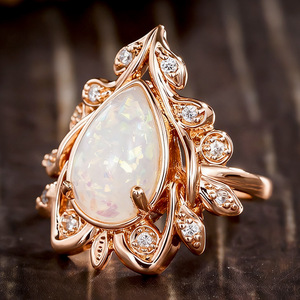 Elegante Anello a Goccia con Foglia, Design Grano Fresco, Gioielli Moda Donna, Uso Quotidiano, Regalo Chic - Product Image 4
