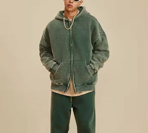 Sudaderas con capucha de gran tamaño para hombre con logotipo personalizado OEM Sudadera con capucha con cremallera y lavado ácido - Product Image 2