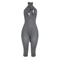 Viviblook D26JP260 Combinaison décontractée moulante sans manches à pois avec bretelles et dos nu pour femme