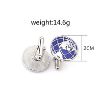 Boutons de manchette carte du monde pour hommes matériel de qualité couleur bleue boutons de manchette globe mode vente en gros et au détail