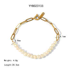 Pulseras <span class=keywords><strong>de</strong></span> Acero Inoxidable con <span class=keywords><strong>Perlas</strong></span>, Brazalete Vintage Retro Clásico para Mujer, Joyería al por Mayor - Product Image 2