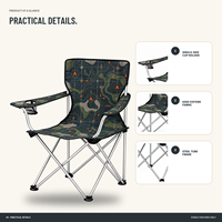 Chaises de camping pliables en gros avec porte-gobelet latéral et logo et motif personnalisés pour les voyages en plein air et les excursions tout-terrain