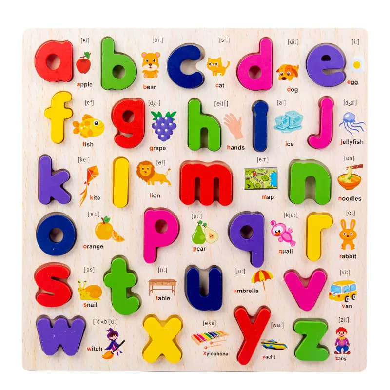 Puzzle en bois pour enfants, alphabet numérique, jouet éducatif, pièces