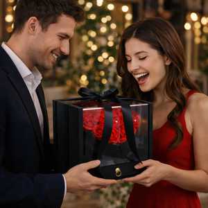 Heart-Shaped <b>Gift</b> <b>Box</b> With 14 Artificial Red Roses Jewelry Drawer 27x27x24.5 Cm Valentine's Day <b>Gift</b> - Product Image 5
