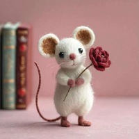 Kit de feutrage à l'aiguille fini, petit cœur, ballon, souris, Saint-Valentin, fait main, en feutre de laine imperméable, décoration, cadeau, ornement