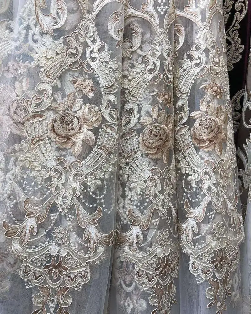 Newest design Turkish style embroidered sheer fabric embroidered curtain