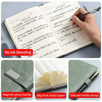 Carnet de notes A6 en cuir végétalien à grille de points, journal de poche avec couverture imperméable pour bullet journaling, études et planification quotidienne