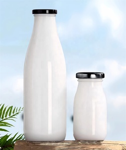Botellas de Vidrio Transparente de 32 oz (1000 ml) para Leche con Tapas Metálicas Herméticas, Recargables, Estilo Vintage, para Batidos de Desayuno - Product Image 6