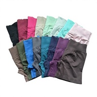 Celana Yoga Spandex/Nylon 28 Warna Solid Logo Kustom OEM ODM, Celana Pendek Olahraga Seamless Laris Manis, Celana Fitness