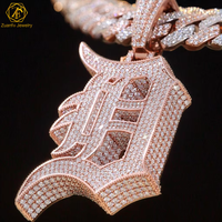 Pendentif de Luxe Diamant Moissanite VVS Iced Out Bijoux Hip-Hop Lettre Initiale Argent 925 Personnalisé