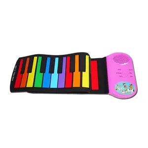 Teclas de piano roll up 49 para crianças de silicone à prova d' água mão roll up crianças teclado de piano elétrico portátil dobrável de piano suave