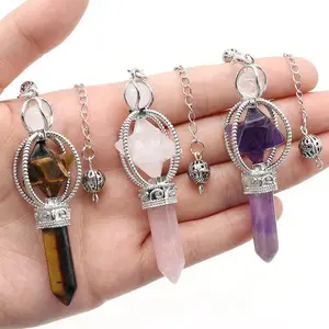 Merkaba Natural Six Point Star Crystals Stone Pendulum Pendant Hanging Ornament Multi Color Gemstone Jewelry