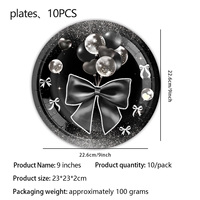 Ensemble de fournitures de fête jetables arc étincelant noir bannière de décoration de carnaval d'anniversaire moderne pour Thanksgiving Saint Valentin